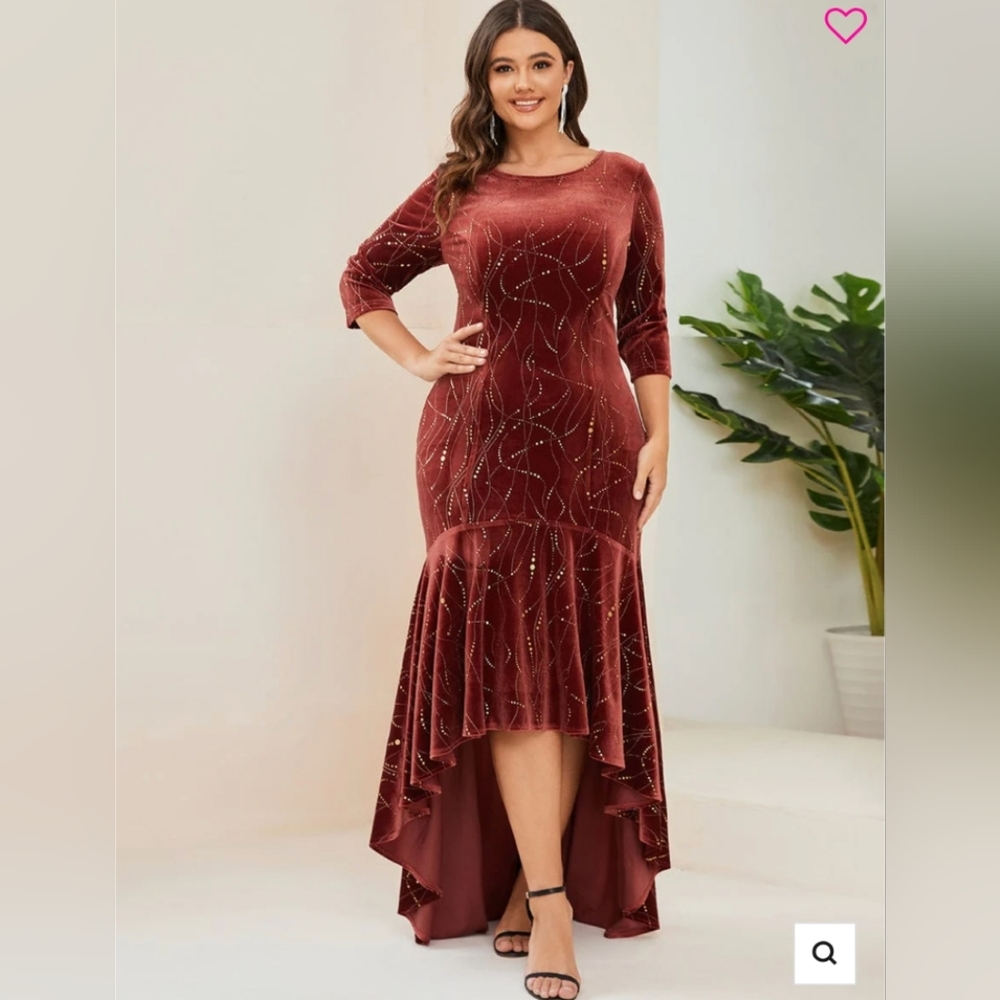 Elegant Velvet Burgundy Dress